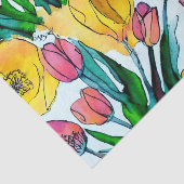 かわいいカラフル水色チューリップガーデン誕生日 薄葉紙 (詳細)
