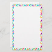 かわいいカラフル水色ハートパターン 便箋 (正面/裏面)