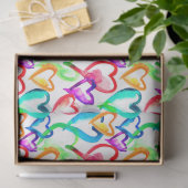 かわいいカラフル水色ハートパターン 薄葉紙 (ギフト)