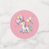 かわいいカラフル水色ユニコーン誕生日 コンフェッティ (スモール正面)