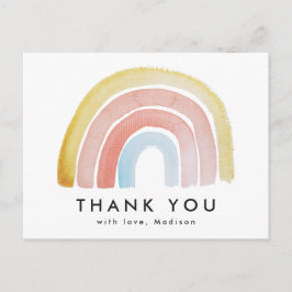 かわいいカラフル水色レインボー ポストカード