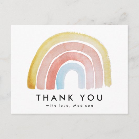 かわいいカラフル水色レインボー ポストカード (正面)
