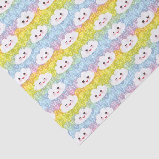 かわいいカラフル波かわいい絵文字クラウドパターン 薄葉紙 (詳細)