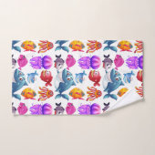 かわいいカラフル海の動物 バスタオルセット (ハンドタオル)