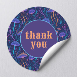 かわいいカラフル海クラゲありがとう ラウンドシール