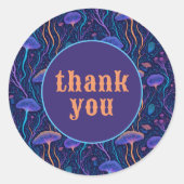 かわいいカラフル海クラゲありがとう ラウンドシール (正面)