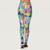 かわいいカラフル海サンゴ礁とウミガメデザイン レギンス (裏面)