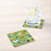 かわいいカラフル漫画の吹き出し スクエアペーパーコースター (インサイチュ)