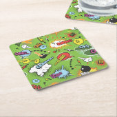 かわいいカラフル漫画の吹き出し スクエアペーパーコースター (アングル)