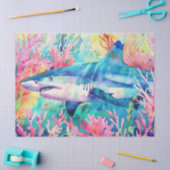 かわいいカラフル熱帯水色のサメ 薄葉紙 (クラフト)