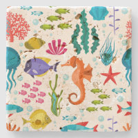 かわいいカラフル熱帯生物イラストレーション