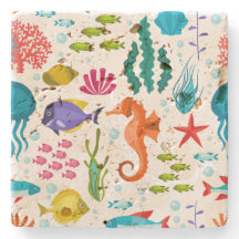 かわいいカラフル熱帯生物イラストレーション