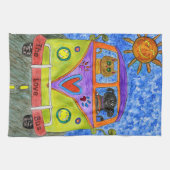 かわいいカラフル犬と猫のキッチンタオル キッチンタオル (横)