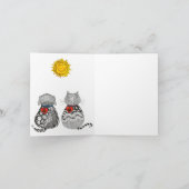 かわいいカラフル犬と猫のグリーティングカード サンキューカード (内部)