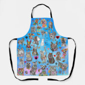かわいいカラフル犬と猫の品揃え エプロン (正面)