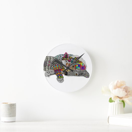 かわいいカラフル犬と猫時計 ラウンド壁時計 (ホーム)