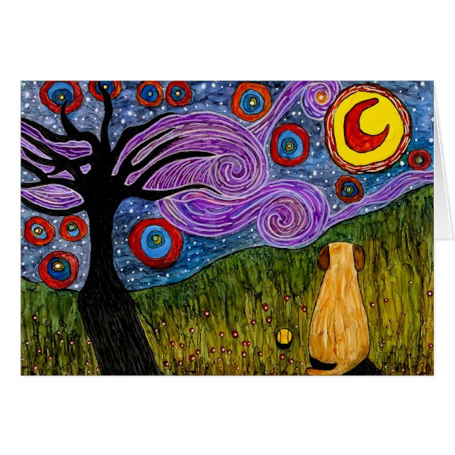 かわいいカラフル犬のグリーティングカード (正面横)