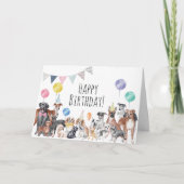 かわいいカラフル犬ハッピーバースデー カード (正面)