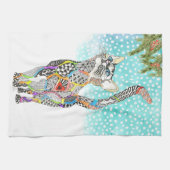 かわいいカラフル猫が雪のキッチンタオル キッチンタオル (横)