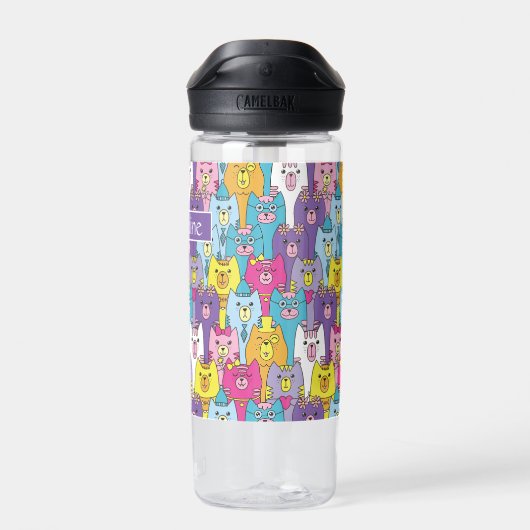 かわいいカラフル猫たちが自分のものにする ウォーターボトル (背面)