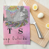 かわいいカラフル猫と子猫のキッチンタオル キッチンタオル (四つ折り)