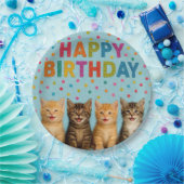 かわいいカラフル猫の誕生日紙プレート。 ペーパープレート (パーティー)