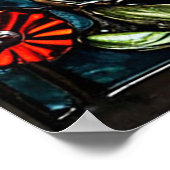 かわいいカラフル猫ステンドグラス ポスター (角)