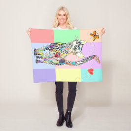 かわいいカラフル猫フリースブランケット フリースブランケット