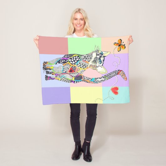 かわいいカラフル猫フリースブランケット フリースブランケット (インサイチュ)