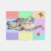 かわいいカラフル猫フリースブランケット フリースブランケット (正面(横))