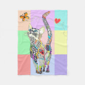 かわいいカラフル猫フリースブランケット フリースブランケット (正面)