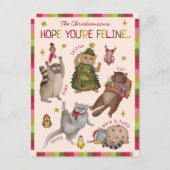 かわいいカラフル猫好きの感じチャート・クリスマス シーズンポストカード (正面)