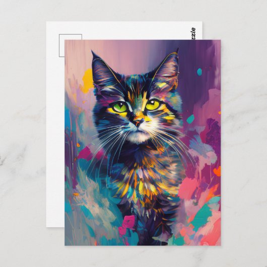 かわいいカラフル猫 ポストカード (正面/裏面)