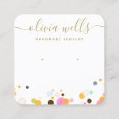 かわいいカラフル紙吹雪イヤリングジュエリー スクエア名刺 (正面)