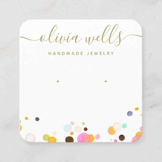 かわいいカラフル紙吹雪イヤリングジュエリー スクエア名刺 (正面)