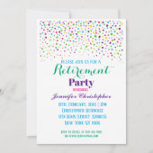 かわいいカラフル紙吹雪スクリプトの退職パーティー 招待状 (正面)