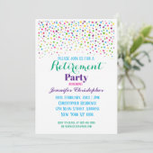 かわいいカラフル紙吹雪スクリプトの退職パーティー 招待状 (スタンド正面)