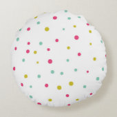 かわいいカラフル紙吹雪ドットパターンモノグラムラウンド ラウンドクッション (裏面)