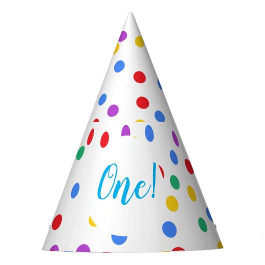 かわいいカラフル紙吹雪ドット誕生日 パーティーハット (正面)