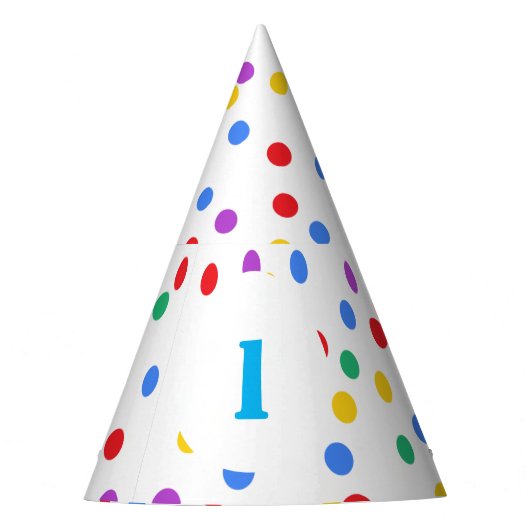 かわいいカラフル紙吹雪ドット誕生日 パーティーハット (正面)