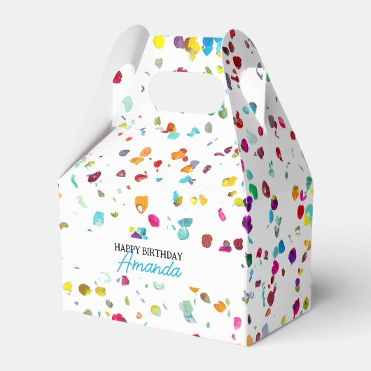 かわいいカラフル紙吹雪1歳の誕生日 フェイバーボックス (裏面サイド)