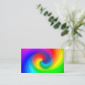 かわいいカラフル絞り染めのレインボースワールアートパターン 名刺 (スタンド正面)