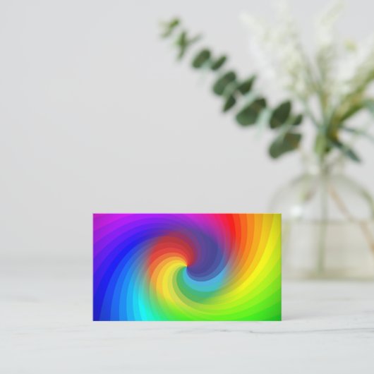 かわいいカラフル絞り染めのレインボースワールアートパターン 名刺 (スタンド正面)