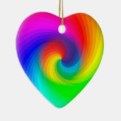 かわいいカラフル絞り染めレインボースワールアートパターン セラミックオーナメント (右)