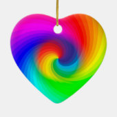 かわいいカラフル絞り染めレインボースワールアートパターン セラミックオーナメント (裏面)