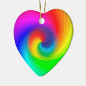 かわいいカラフル絞り染めレインボースワールアートパターン セラミックオーナメント (左)