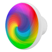 かわいいカラフル絞り染めレインボースワールアートパターン セラミックノブ (右)