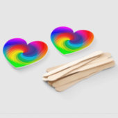 かわいいカラフル絞り染めレインボースワールアートパターン ハンドファン (組立なし)