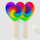 かわいいカラフル絞り染めレインボースワールアートパターン ハンドファン (正面&裏面)