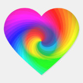 かわいいカラフル絞り染めレインボースワールアートパターン ハートシール (正面)